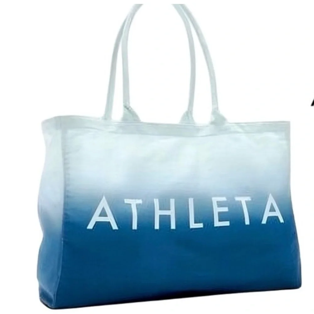 Athleta Blue Ombre‎ shoulder canvas tote bag with rope handles